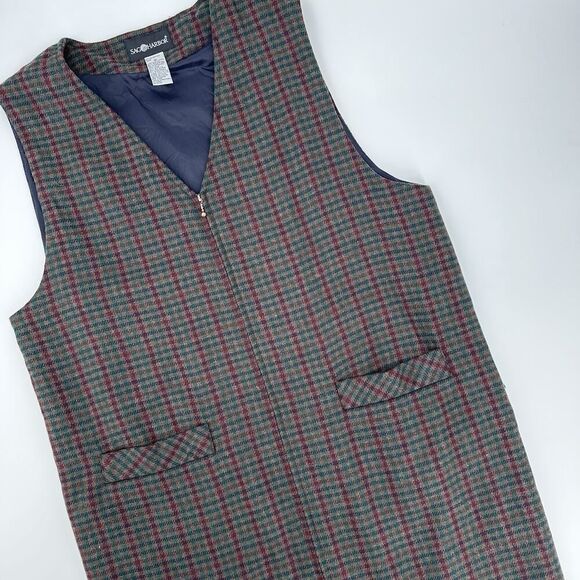 Sag Harbor Dresses & Skirts - Vintage Sag Harbor Wool Blend Jumper‎ Women’s Size 16 Brown Green Tweed Pockets